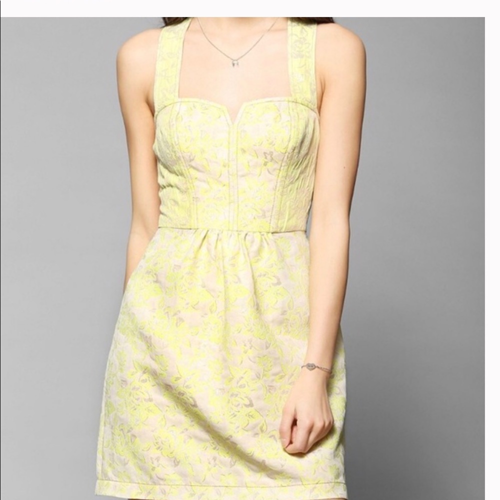Yellow and gold jacquard dress